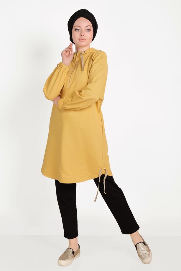 Tesettür giyim SİYAH ALVİNA BELİ LASTİKLİ EŞOFMAN ALTI 70066 - TRENDTESETTÜR