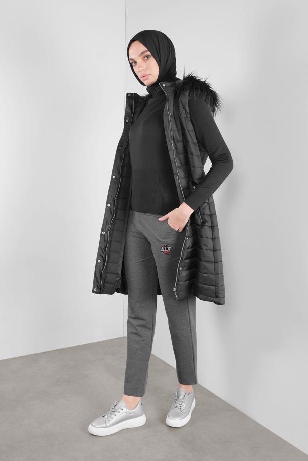 Tesettür giyim GRİ ALVİNA BELİ LASTİKLİ EŞOFMAN ALTI 70067 - TRENDTESETTÜR