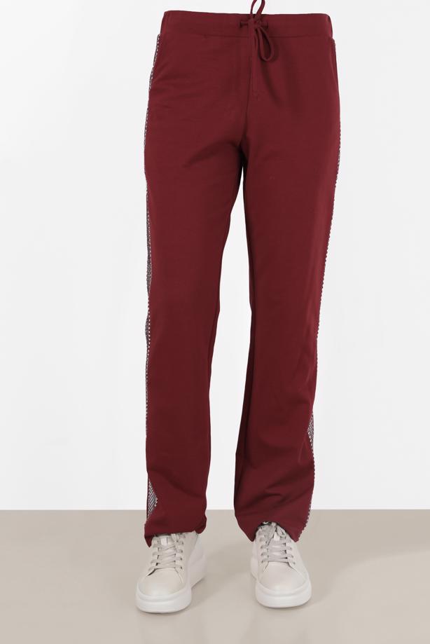 Vêtements hijab ROUGE BORDEAUX PANTALON DE JOGGING EN COTON 7602 - TRENDTESETTÜR