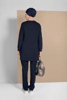 Tesettür giyim LACİVERT ŞERİT DETAYLI İKİ RENK İKİLİ PANTOLONLU EŞOFMAN TAKIMI 8619