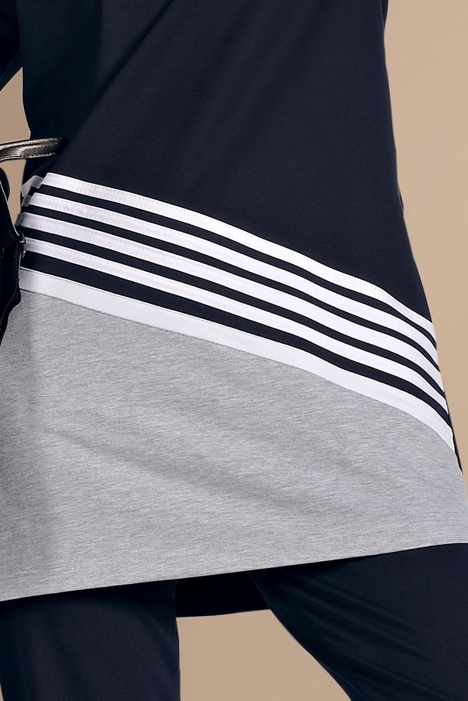 Tesettür giyim LACİVERT ŞERİT DETAYLI İKİ RENK İKİLİ PANTOLONLU EŞOFMAN TAKIMI 8619