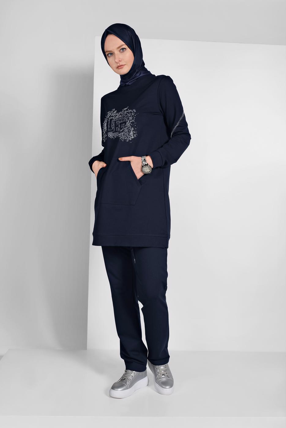 Tesettür giyim LACİVERT TAŞLI EŞOFMAN TAKIMI 8719
