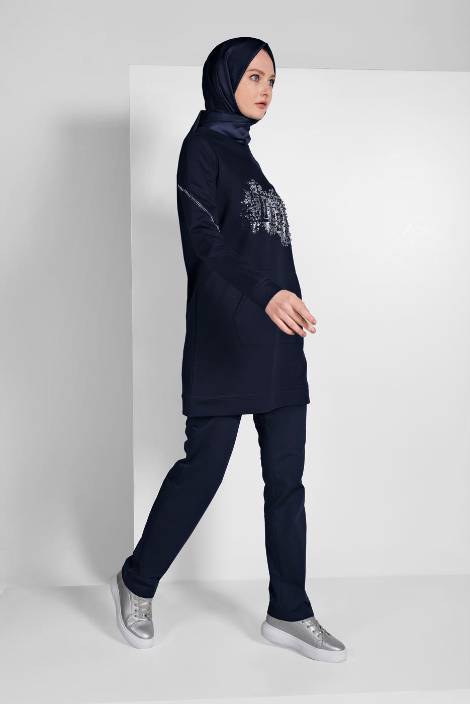 Tesettür giyim LACİVERT TAŞLI EŞOFMAN TAKIMI 8719