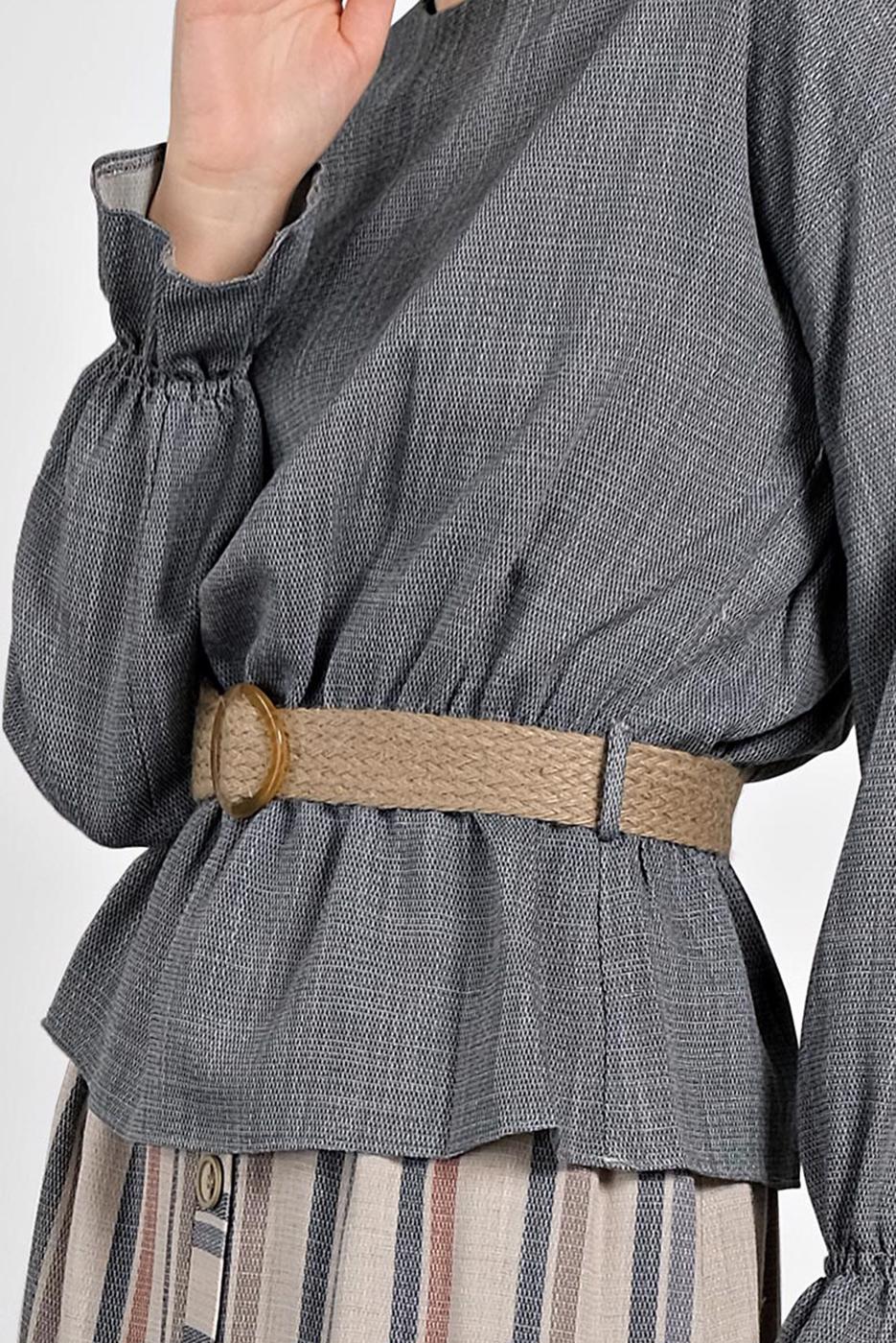 Tesettür giyim LACİVERT ALVİNA ÇİZGİLİ DÜĞMELİ 2&prime;Lİ ETEKLİ TAKIM 4344-1