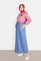 Vêtements hijab BLEU JUPE EN JEAN TAILLE-NOUÉE 6232-1