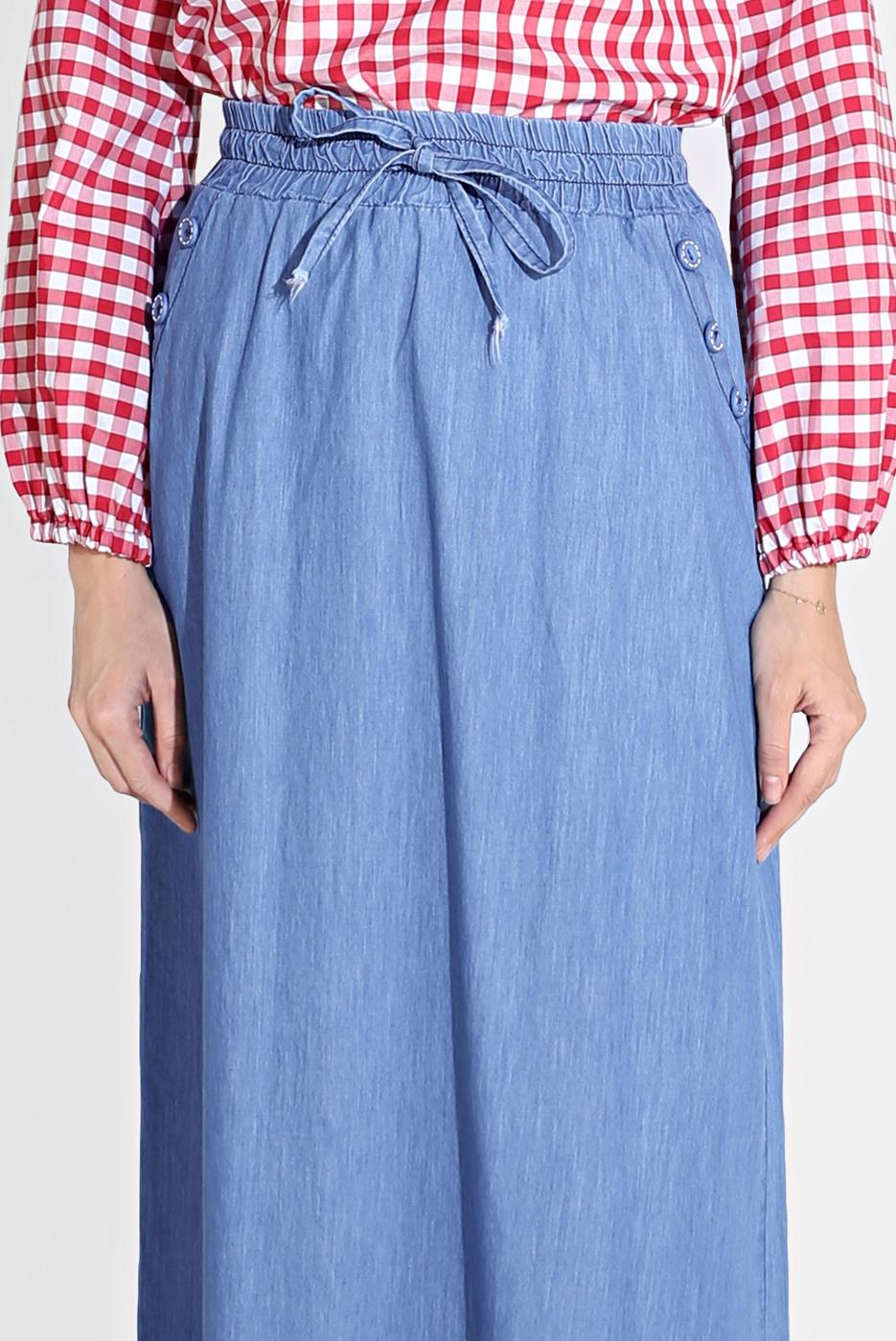 Vêtements hijab BLEU JUPE EN JEAN TAILLE-NOUÉE 6232-1