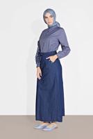 Vêtements hijab BLEU MARINE JUPE EN JEAN TAILLE-NOUÉE 6232-1
