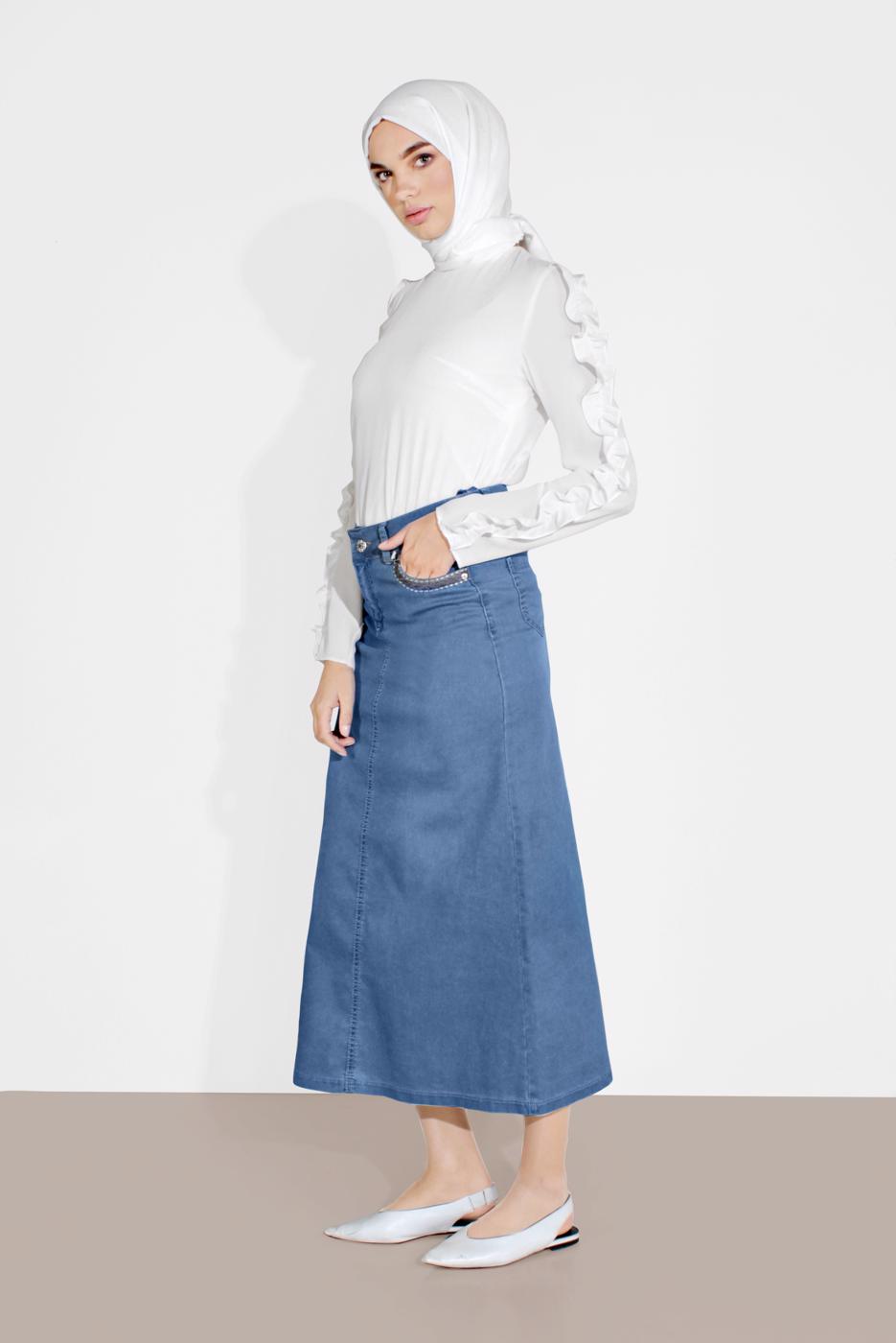 Vêtements hijab BLEU MARINE JUPE EN JEAN 0112