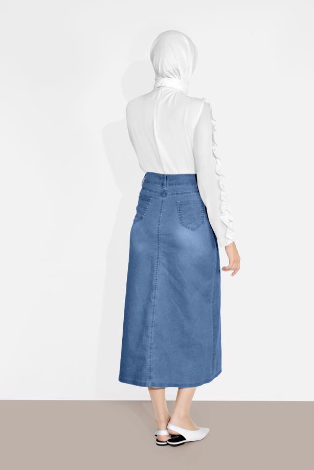 Vêtements hijab BLEU MARINE JUPE EN JEAN 0112 - TRENDTESETTÜR