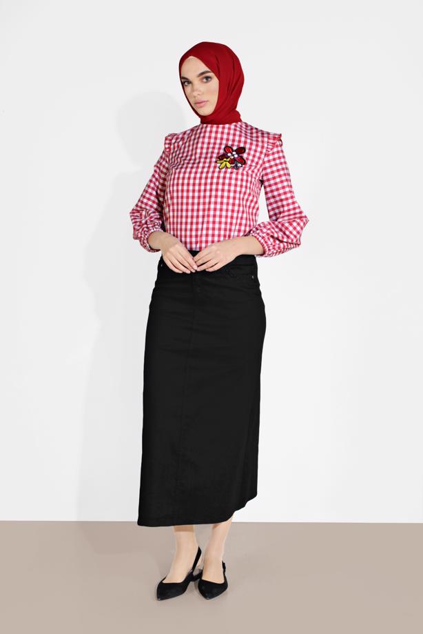 Vêtements hijab  EMBROIDERED DENIM SKIRT 0312  - TRENDTESETTÜR
