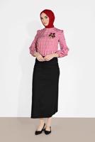 Vêtements hijab NOIR JUPE EN JEAN À BRODÉE 0312 