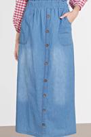 Tesettür giyim MAVİ DÜĞME DETAYLI DENİM ETEK 754