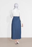 Tesettür giyim LACİVERT DÜĞME DETAYLI DENİM ETEK 754