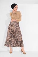Hijab clothing BROWN COTTON ANIMAL-PRINT SKIRT 1061