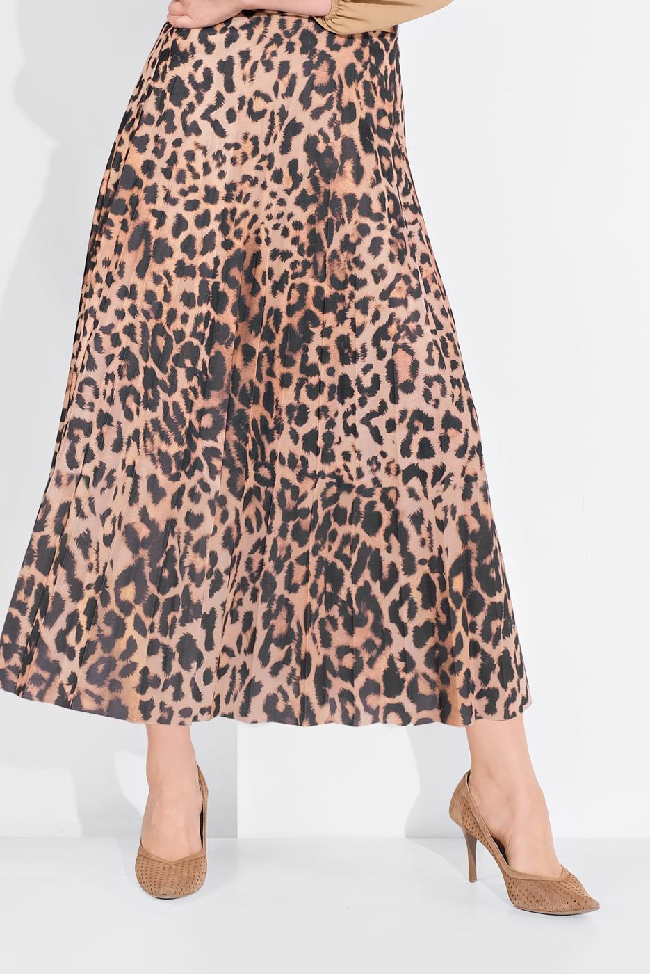 Hijab clothing BROWN COTTON ANIMAL-PRINT SKIRT 1061