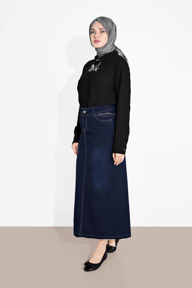 Vêtements hijab  STRAIGHT CUT DENIM SKIRT 2712 - TRENDTESETTÜR