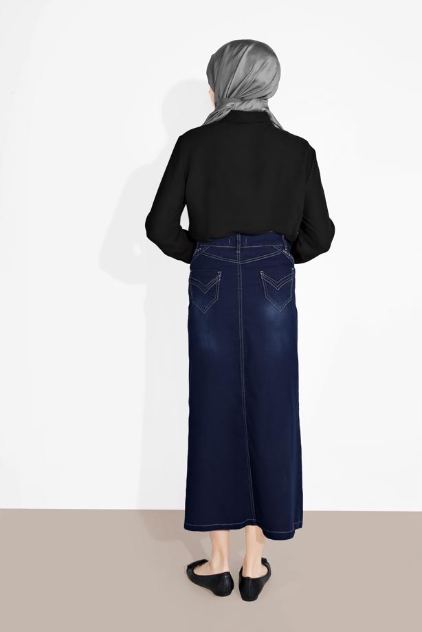 Vêtements hijab  STRAIGHT CUT DENIM SKIRT 2712 - TRENDTESETTÜR