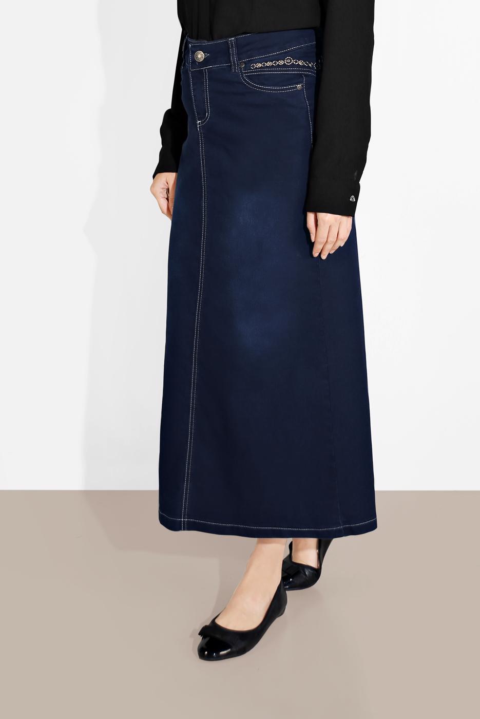 Vêtements hijab BLEU MARINE JUPE DROITE EN JEAN 2712