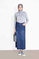 Vêtements hijab BLEU MARINE JUPE DROITE EN JEAN 2712