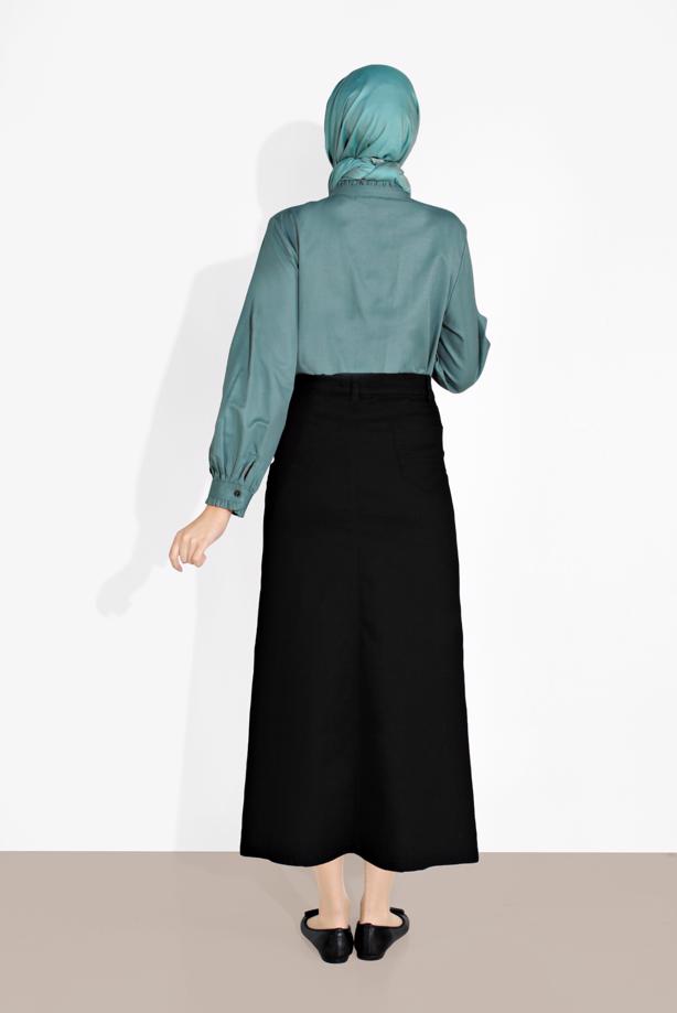 Vêtements hijab  COTTON DENIM SKIRT WITH POCKETS 4122 - TRENDTESETTÜR