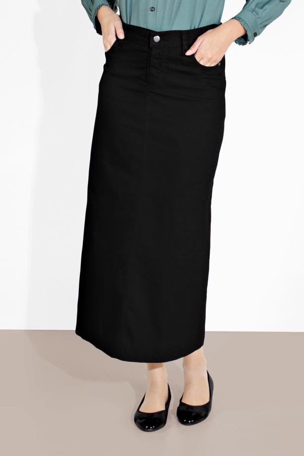 Vêtements hijab  COTTON DENIM SKIRT WITH POCKETS 4122 - TRENDTESETTÜR