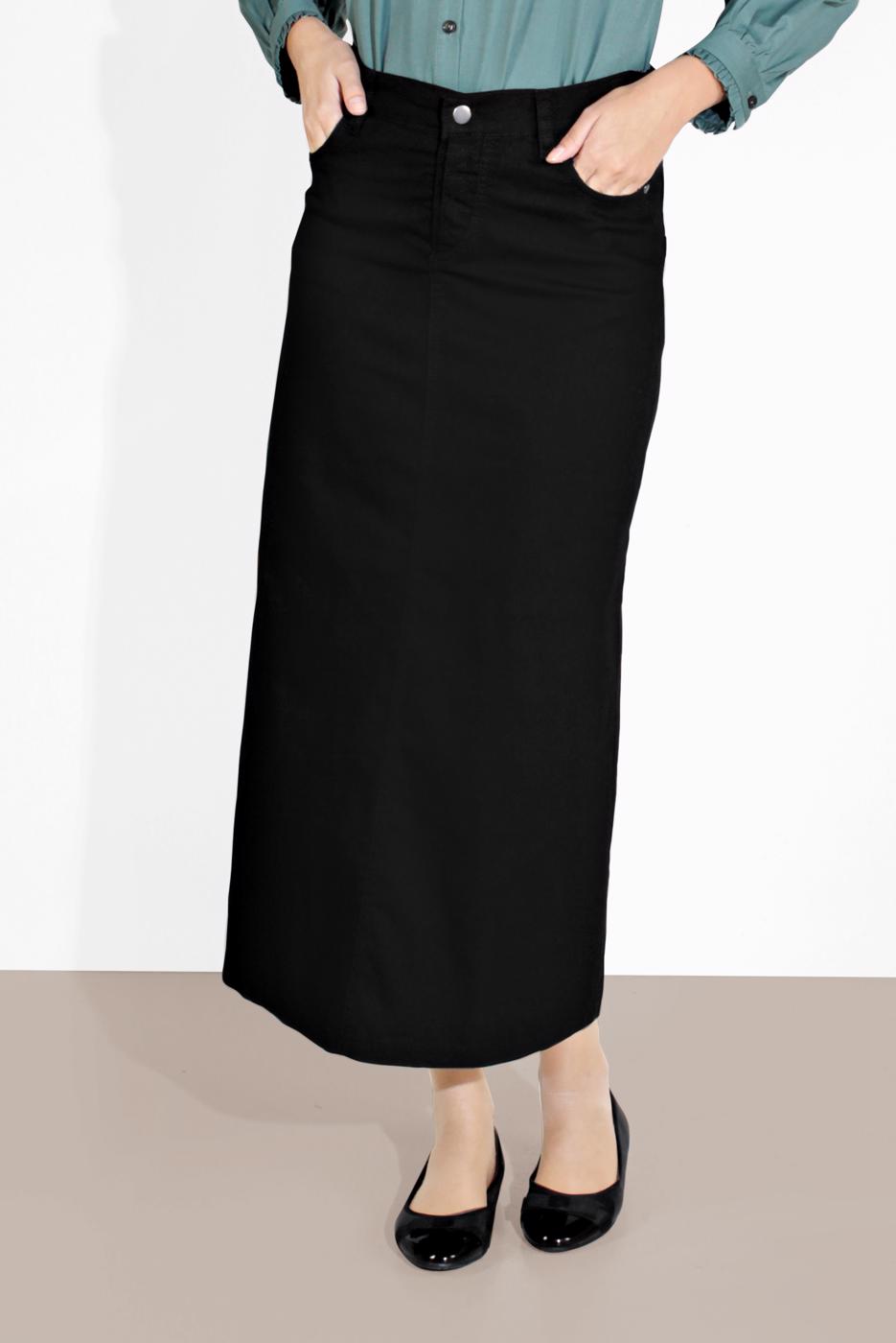 Vêtements hijab NOIR JUPE EN COTON AVEC POCHES 4122