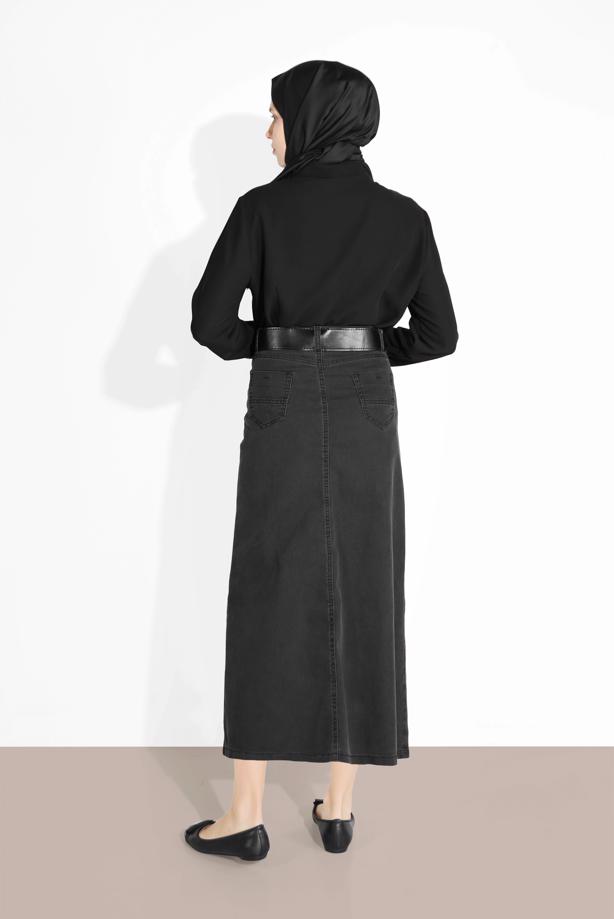 Vêtements hijab  COTTON DENIM SKIRT WITH POCKETS 4122 - TRENDTESETTÜR