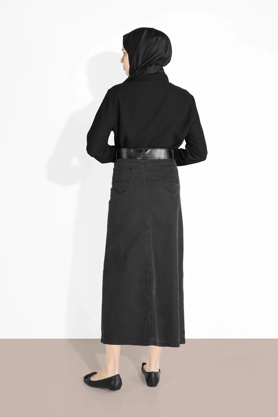 Vêtements hijab GRIS JUPE EN COTON AVEC POCHES 4122