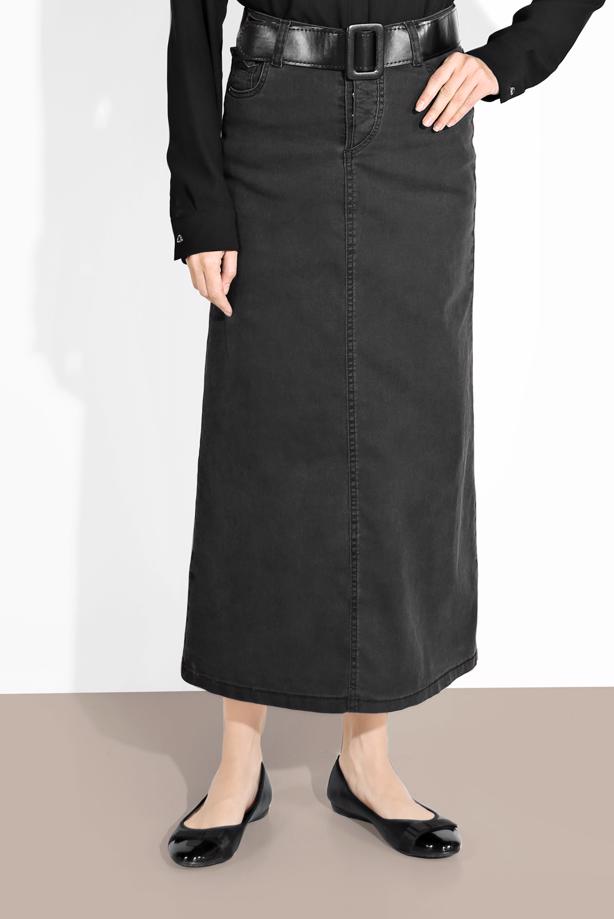 Vêtements hijab  COTTON DENIM SKIRT WITH POCKETS 4122 - TRENDTESETTÜR