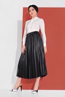 Tesettür giyim SİYAH BELİ LASTİKLİ PİLELİ ETEK 5607