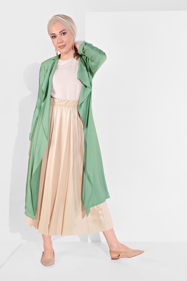 Hijab-Kleidung  BELİ LASTİKLİ PİLELİ ETEK 5607 - TRENDTESETTÜR