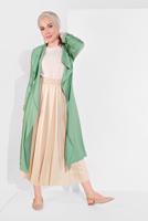 Tesettür giyim BEJ BELİ LASTİKLİ PİLELİ ETEK 5607