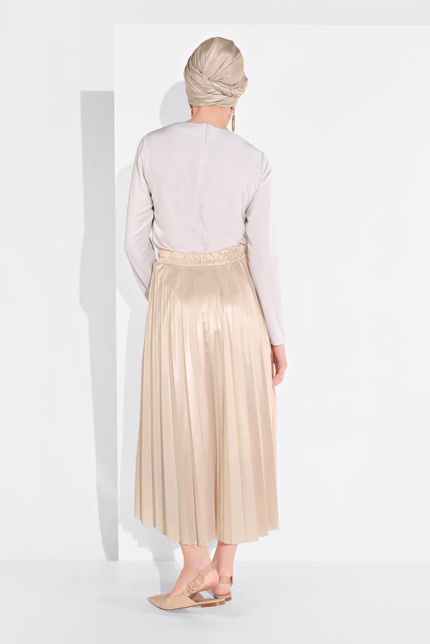 Hijab-Kleidung  BELİ LASTİKLİ PİLELİ ETEK 5607 - TRENDTESETTÜR