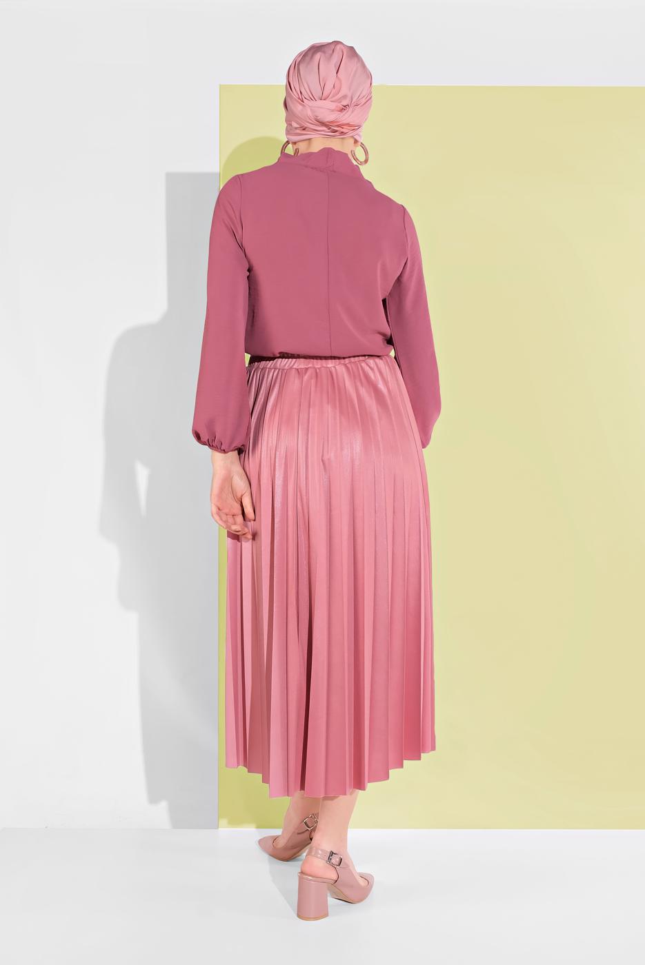 Hijab clothing PINK ELASTIC-WAIST PLEATED SKIRT 5607 