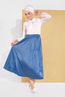 Hijab clothing NAVY BLUE ELASTIC-WAIST PLEATED SKIRT 5607 