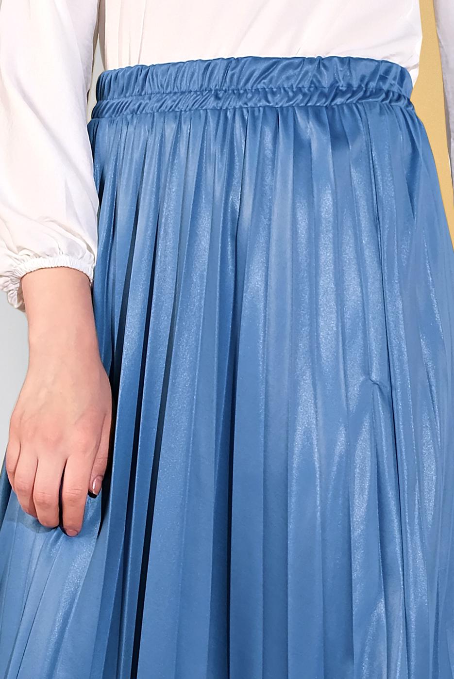 Hijab clothing NAVY BLUE ELASTIC-WAIST PLEATED SKIRT 5607 