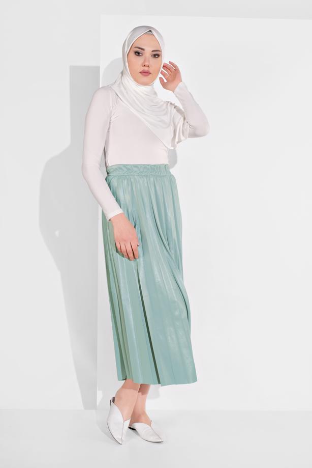 Tesettür giyim  BELİ LASTİKLİ PİLELİ ETEK 5607 - TRENDTESETTÜR