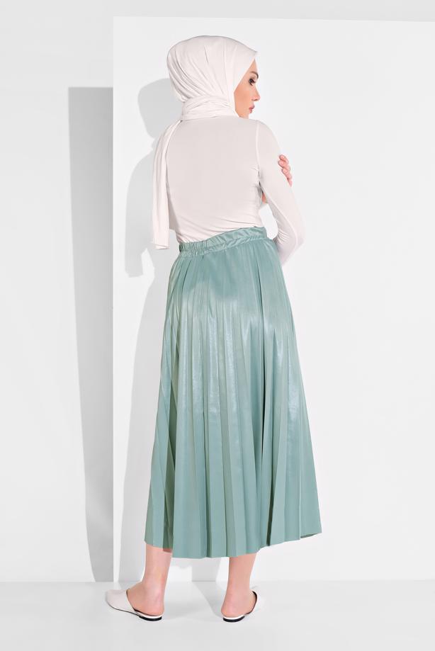 Hijab-Kleidung  BELİ LASTİKLİ PİLELİ ETEK 5607 - TRENDTESETTÜR