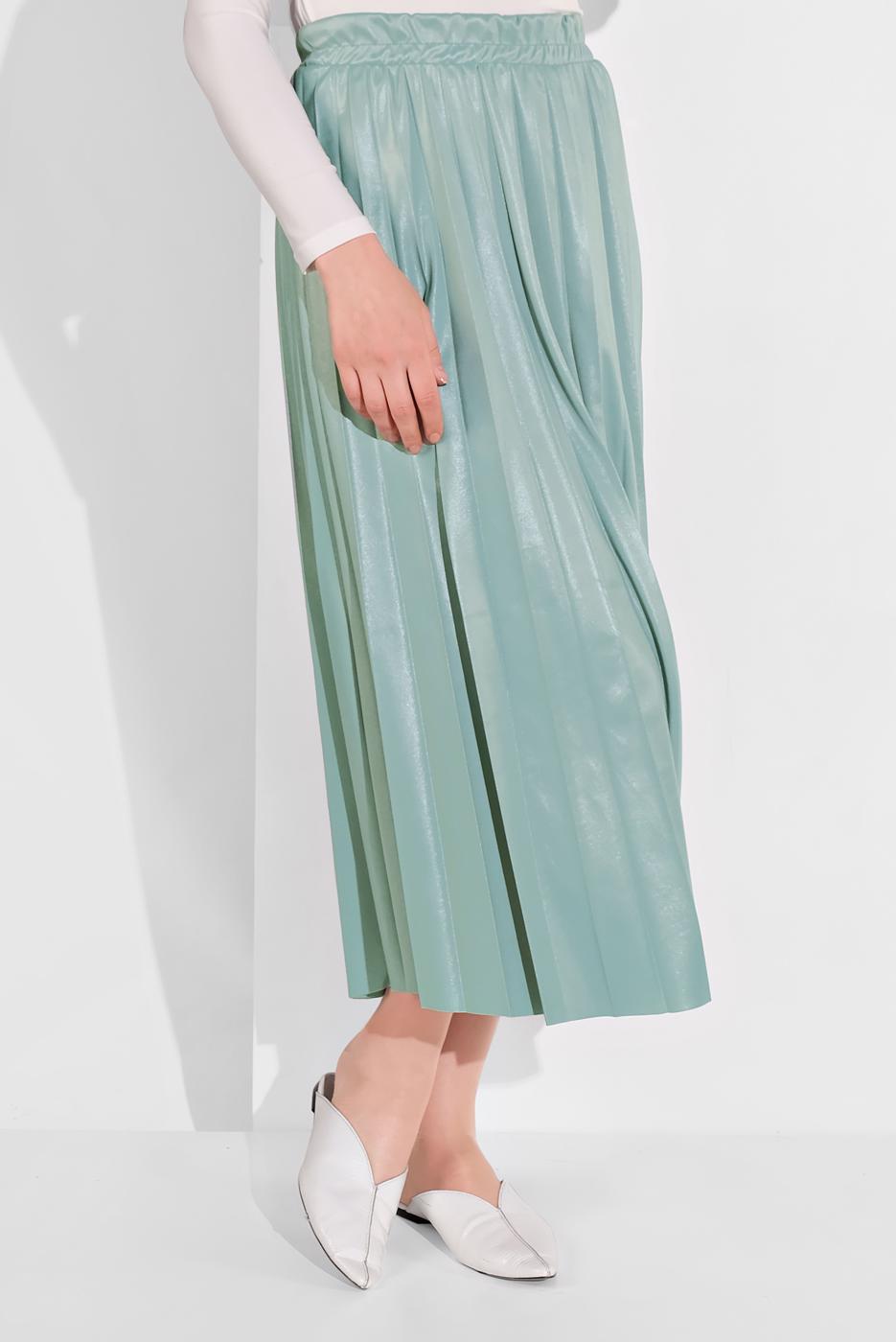 Hijab clothing GREEN ELASTIC-WAIST PLEATED SKIRT 5607 