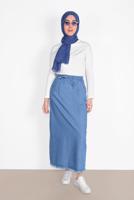Vêtements hijab BLEU JUPE EN JEAN À IMPRIMÉE 6232