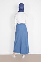 Vêtements hijab BLEU JUPE EN JEAN À IMPRIMÉE 6232