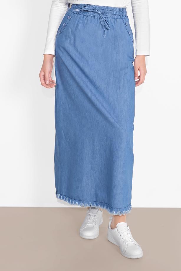 Vêtements hijab BLEU JUPE EN JEAN À IMPRIMÉE 6232 - TRENDTESETTÜR