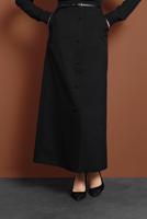 Vêtements hijab NOIR JUPE BOUTONNÉE À CEINTURE 6319