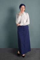 Vêtements hijab BLEU MARINE JUPE BOUTONNÉE À CEINTURE 6319
