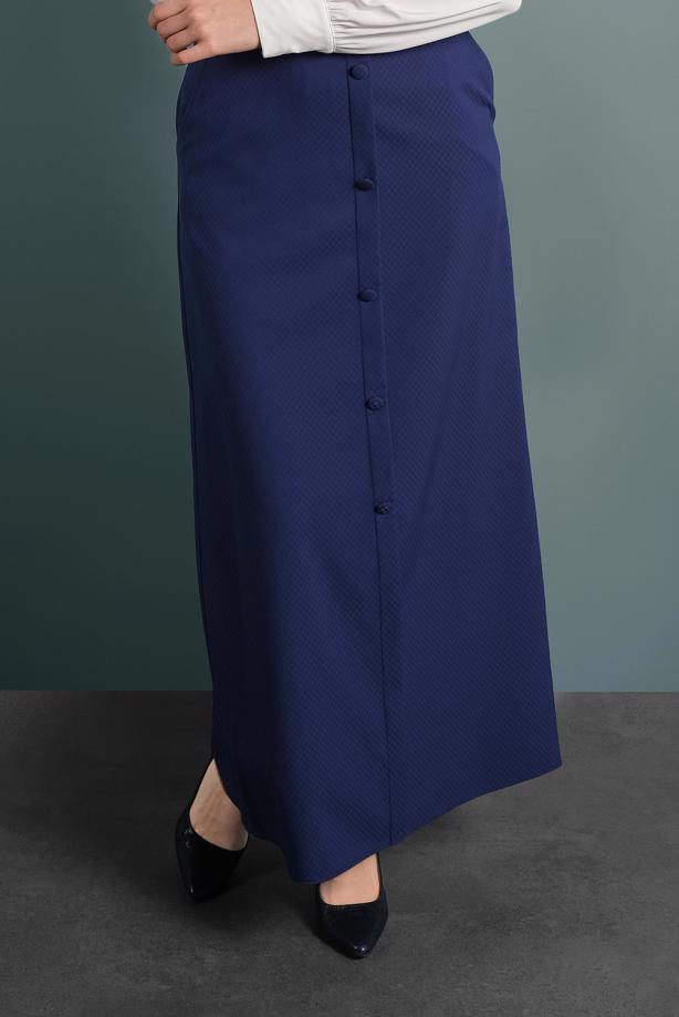 Hijab clothing NAVY BLUE BUTTONED BELTED SKIRT 6319  - TRENDTESETTÜR