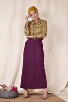 Vêtements hijab POURPRE JUPE BOUTONNÉE À CEINTURE 6319