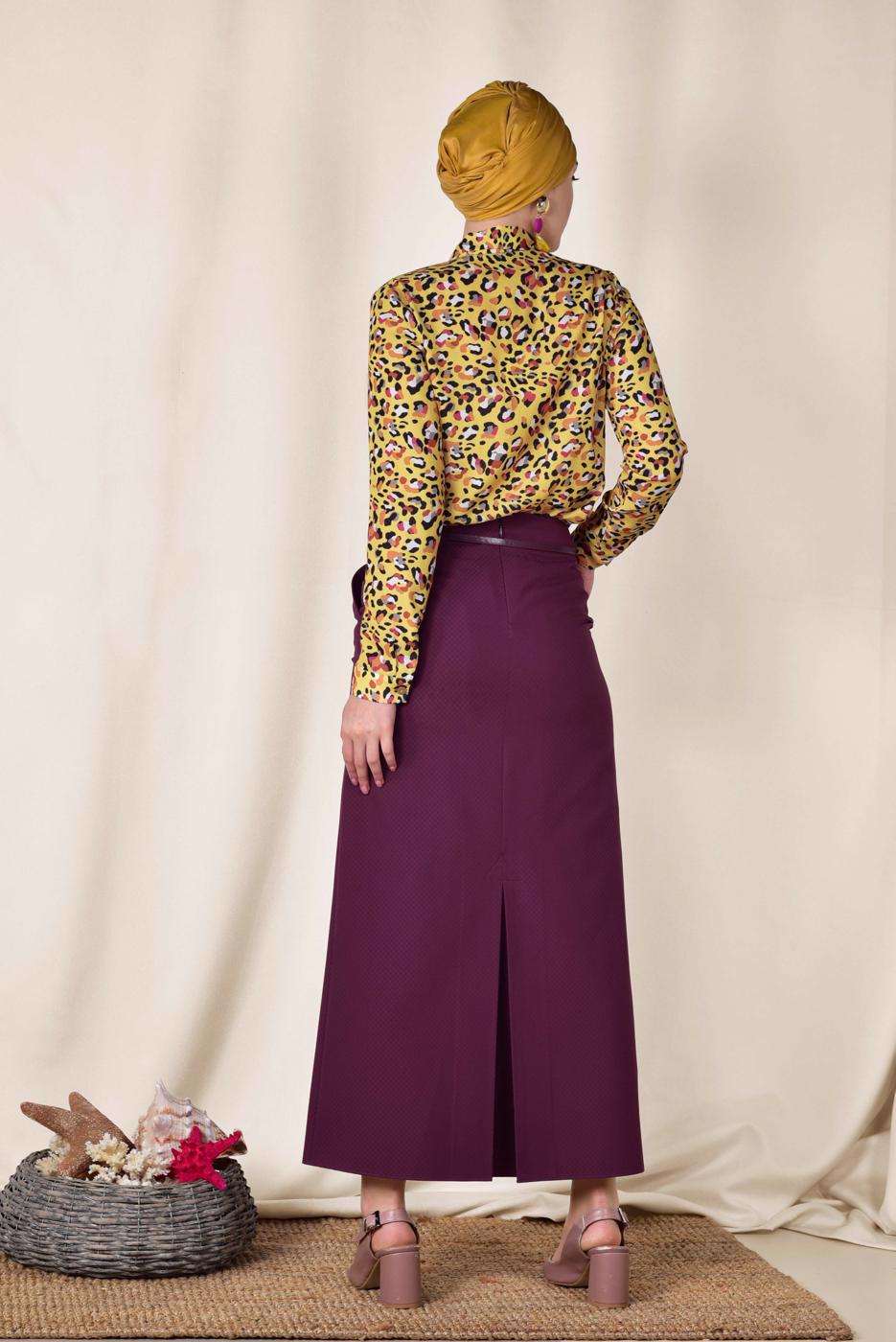 Vêtements hijab POURPRE JUPE BOUTONNÉE À CEINTURE 6319