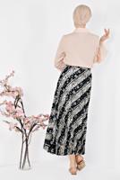 Tesettür giyim SİYAH ALVİNA LEOPAR DESENLİ PİLELİ ETEK 6325