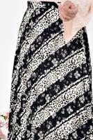 Tesettür giyim SİYAH ALVİNA LEOPAR DESENLİ PİLELİ ETEK 6325