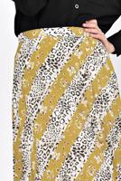 Tesettür giyim TURUNCU ALVİNA LEOPAR DESENLİ PİLELİ ETEK 6325